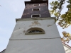 Čistyje Prudy (Tolminkiemis). Campanile della chiesa. Purtroppo, per ragioni di sicurezza, in tempi recenti la torre è stata dichiarata inagibile.